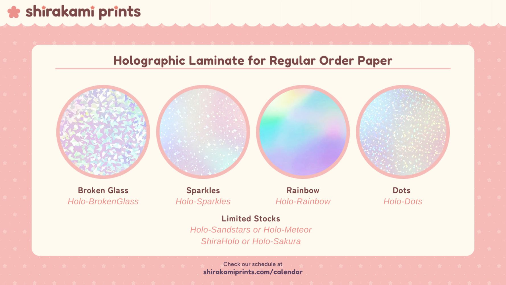 Check our schedule at shirakamiprints.com/calendar - 2